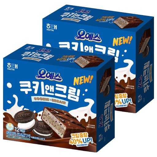 Haitai Je Oyeseu Cookie & Cream , 360 g, 2 Pack (제 오예스)