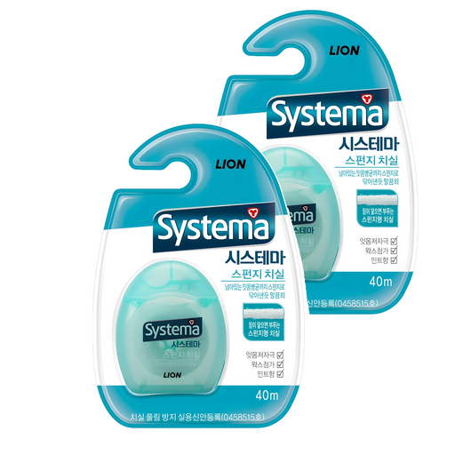 Siseutema Seupeonji Chisil Saeksangraendeombalsong , 40 m, 1 Pack , 2 Pack (시스테마 스펀지 치실 색상랜덤발송)