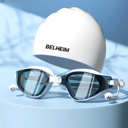 Belhaim Sugyeong Sumo Set Anti Packets Geu Silrikon Gwanggakdijain , Blue White (벨하임 수경 수모 안티 그 실리콘 광각디자인)