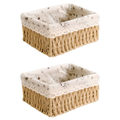 Naechyureol Sugongye Jik Square Sunap Rinnen Ratanbaguni , Honhap Color , 2 Pack (내츄럴 수공예 직사각 수납 린넨 라탄바구니, 혼합색상, 2개)