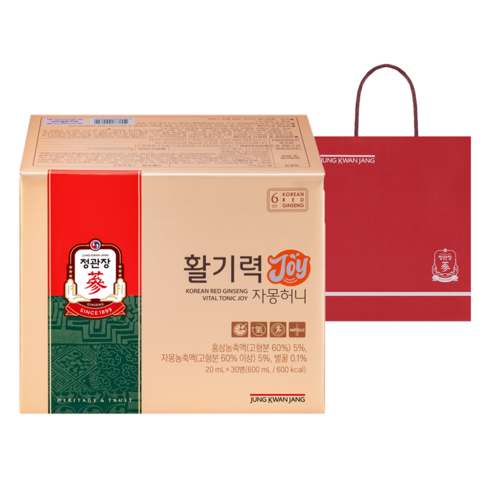 KGC Authentic Hwalgiryeok JOY+ Syopingbaek , 600 ml, 30 Pack (정관장 정품 활기력 JOY+쇼핑백, 600ml, 30개)