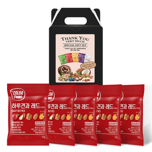 Gyeongong Sheets Harugyeon Red 20 g x 5 p + Seonmul Package Box , 5 Pack (견과공장 하루견과 레드 20g x 5p + 선물포장박스, 5개)