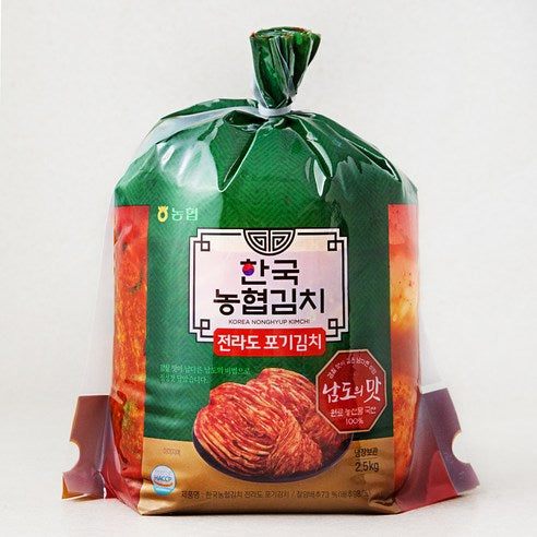 Guk Nonghyup Kimchi Jeonra Whole Napa Kimchi , 2.5 kg, 1 Pack (한국농협김치 전라도 포기김치, 2.5kg, 1개)