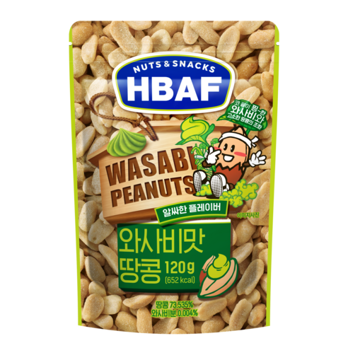 Bapeu Neotcheu & Snack Seu Sabi Flavor Ttangkong , 120 g, 1 Pack (바프 넛츠 앤 스낵스 와사비맛 땅콩, 120g, 1개)