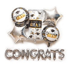 Upatikoria Kongkeurechyu Joleop Pati Pungseon Set , Silver , Black , 1 Set (와우파티코리아 콩크레이츄 졸업 파티 풍선 세트, 실버, 블랙, 1세트)