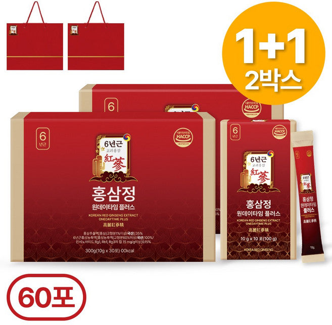 1+1 Jeong 6 Geun Red Ginseng Extract Red Ginseng Myeongjeolseonmul Wanpan 10 Man Box Syopingbaek Probiotics Packets Ham Peulrasamyuko ( Ju ), 300 ml, 2 Pack (정 근 명절선물 완판 만 쇼핑백 함 플라삼육오 주)