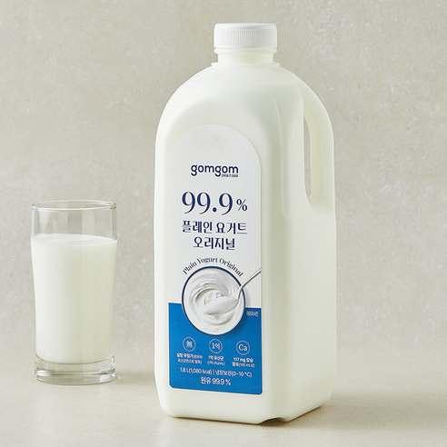 GuamPick 99.9% Plain Yogurt Original 1.8 L, 1 Pack , 1 Pack (곰곰 99.9% 플레인 요거트 오리지널 1.8L, 1개, 1개)