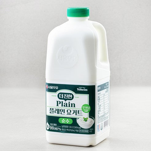 Seoul Milk Deo Jin Sunsu Plain Yogurt , 1.8 L, 1 Pack , 1 Pack (서울우유 더 진한 순수 플레인 요거트, 1.8L, 1개입, 1개)