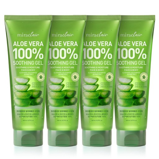Mirakeulreeo Albera Sun 100% Mualkol Sudingjel Subundeuk , 4 Pack , 260 ml (미라클레어 알베라 순 무알콜 수딩젤 수분득)