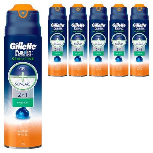 Gillette , 170 g, 6 Pack (퓨전 프글라드 센서티브 퓨어스 츠 쉐빙)