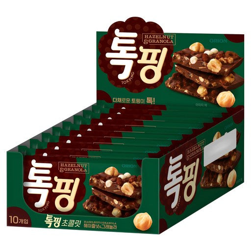 Orion Tokping Hejeulneot & Geuraenolra , 43 g, 10 Pack (톡핑 헤즐넛 그래놀라)