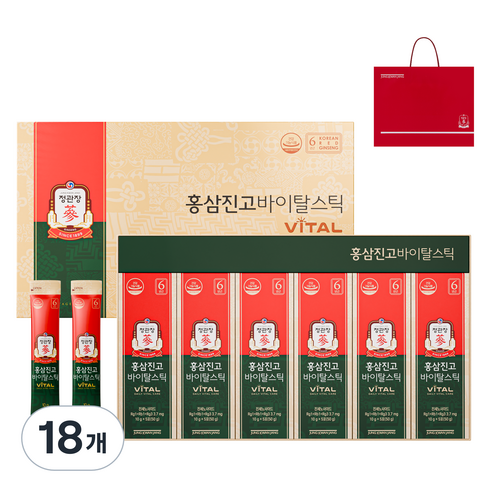 KGC Authentic Red Ginseng Jingobatal Stick 5 p + Syopingbaek , 300 g, 3 Pack (정관장 정품 홍삼진고바이탈스틱 5p + 쇼핑백, 300g, 3개)