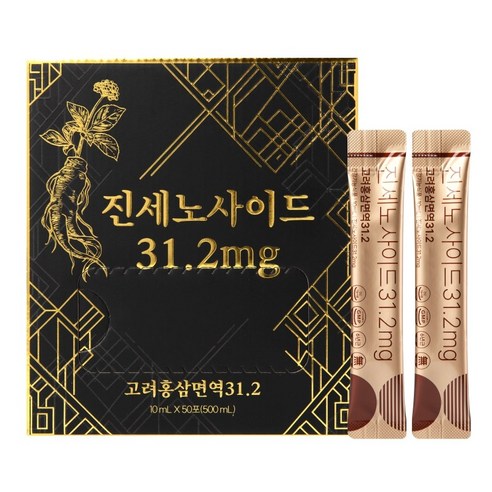 Jin Set Nosadeu 31.2 mg Korea Red Ginseng Noodles Yeok 31 Red Ginseng Stick , 50 Pack , 10 ml (진세노사이드 31.2mg 고려홍삼면역 31 홍삼스틱, 50개, 10ml)
