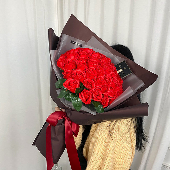 Peulrin Binukkot 50 Song Rose Daehyeong Kkotdabal , Red , 1 Pack (플린 비누꽃 송 대형 꽃다발)