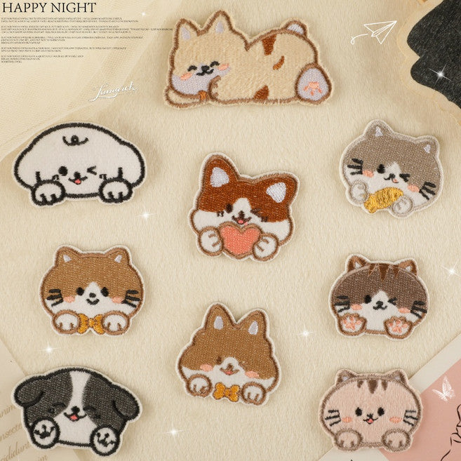 Deobeulyuje Goyang Gangaji Dongmulpen 9 Types Jasu Paechi , 1 Pack , Honhap (더블유제 고양 강아지 동물펜 자수 패치 혼합)