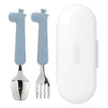 Diseun Silrikon Seupun Fork Case Set Baby , Girin Blue , Seupun + Fork + Case , 1 Set (에디슨 실리콘 스푼 포크 케이스 세트 베이비, 기린블루, 스푼 + 포크 + 케이스, 1세트)