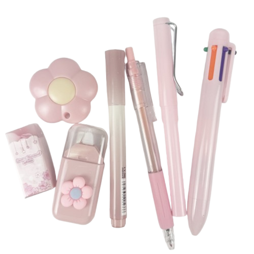 Sangsokbanjjak Hakyongpum 7 Types Set , Pink , 1 Set (상속반짝 학용품)