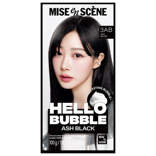 Mijyangsen Hel Beobeul Yeomsaekje , 3 AB Aeswibeulraek , 1 Pack (미쟝센 헬 버블 염색제 애쉬블랙)