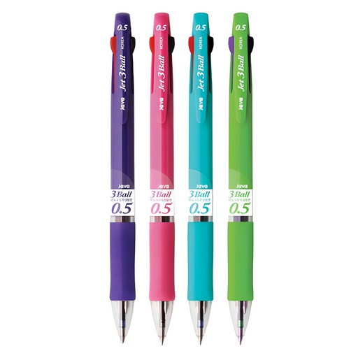 Jabapen Jeteu 3 Bol Dasaekpen 4 p 0.5 mm, Honhapsaeksang , 1 Set (자바펜 제트 볼 다색펜 혼합색상)