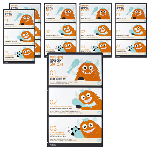 A'PIEU Kkaebikkaebi Blackhead 3 Dan Ko Pack , 1 Pack , 6 Pack (어퓨 깨비깨비 블랙헤드 3단 코팩, 1개입, 6개)