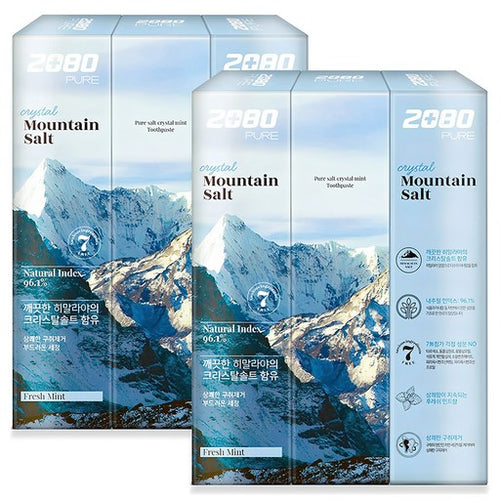 2080 Pyueo Chiyak Keuriseutalsolteu White Peureswi Mint Scent , 150 g, 6 Pack (퓨어 치약 크리스탈솔트 프레쉬)
