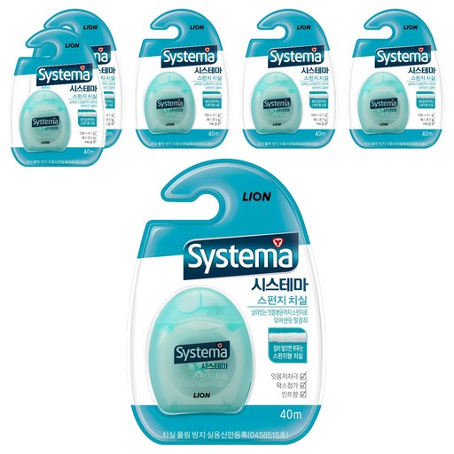 Siseutema Seupeonji Chisil Saeksangraendeombalsong , 40 m, 1 Pack , 6 Pack (시스테마 스펀지 치실 색상랜덤발송)
