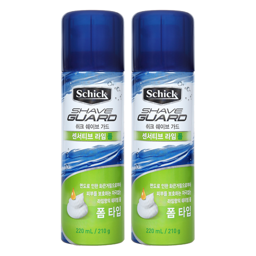 Swikeu Swebeudeu Senseotibeu Raim Swebing Foam , 220 ml, 2 Pack (쉬크 쉐브드 센서티브 라임 쉐빙)