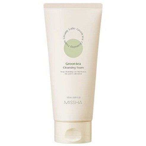 Missha Keurimi Ratte Cleansing Foam Green Tea , 172 ml, 1 Pack (미샤 크리미 라떼 클렌징 폼 녹차, 172ml, 1개)