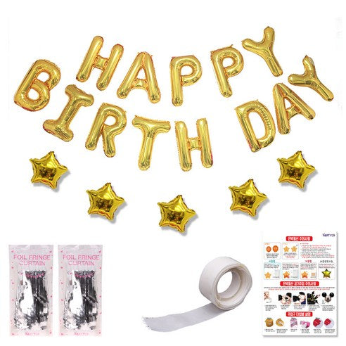 Ribingda Saeng Byeol Hol g Keoteun Set , Gold , Silver , 1 Set (리빙다 생일 별 홀로그램 커튼 세트, 골드, 실버, 1세트)