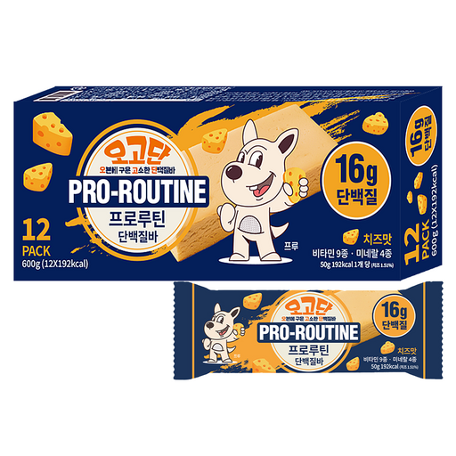 Peurutin Ogodan Obeun Guun Protein Ba Cheese Flavor 12 p, 600 g, 1 Pack (프루틴 오고단 오븐 구운 바)