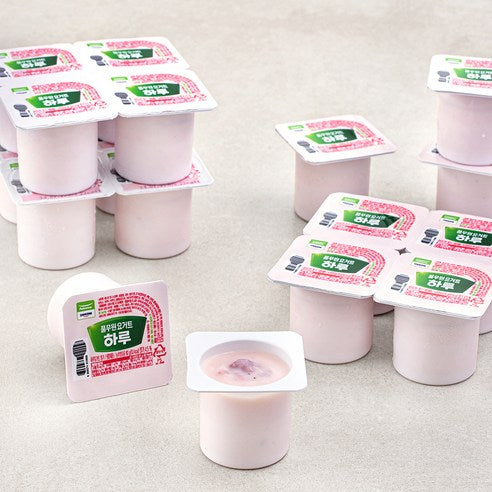 Pulmuone Danon Haru Yogurt Cup Strawberry , 80 g, 1 6 Pack , 1 Pack (풀무원다논 하루 요거트 컵 딸기, 80g, 16개입, 1개)