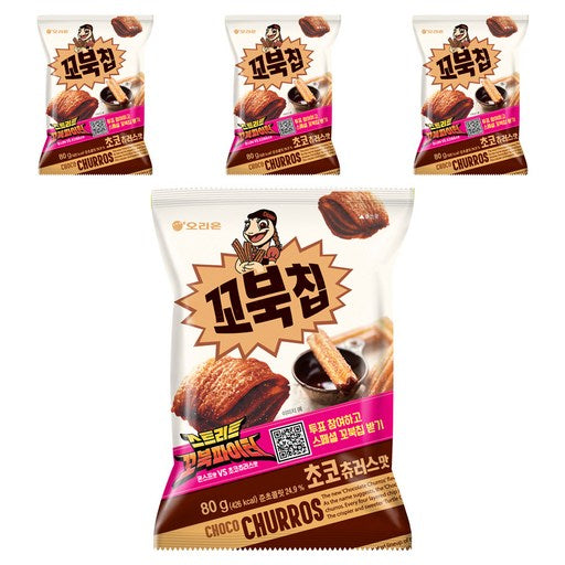 Kkobukchip Chokochyureoseu , 80 g, 4 Pack (꼬북칩 초코츄러스)
