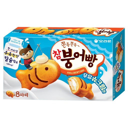 Orion Chambungeoppang Milk Syu Cream Flavor 8 p, 232 g, 1 Pack (참붕어빵 슈)
