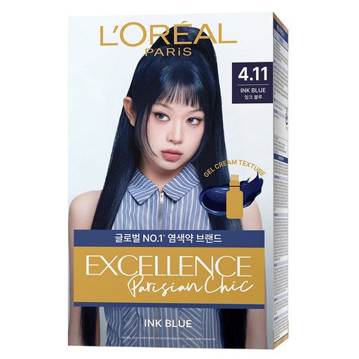 Realpari Ekselrangseu Parijiaeng Sikeu Rateuning Toneop Yeommoje , 4.11 Ho Ingkeubeulru , 1 Pack (레알파리 엑셀랑스 파리지앵 시크 라트닝 톤업 염모제 호 잉크블루)
