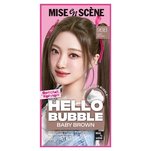 Mijyangsen Nyu Helbeobeul Yeommoje 100 g, 9 Baby Beuraun , 1 Pack (미쟝센 뉴 헬버블 염모제 브라운)