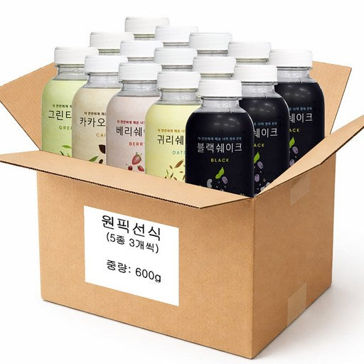 Wonpikseonsik 5 Types 3 Pack Ssik Beulraekswekeu Beriswekeu Green Tiswekeu Gwiriswekeu Kakaoswekeu , 1 Set , 600 g (원픽선식 씩 블랙쉐크 베리쉐크 티쉐크 귀리쉐크 카카오쉐크)