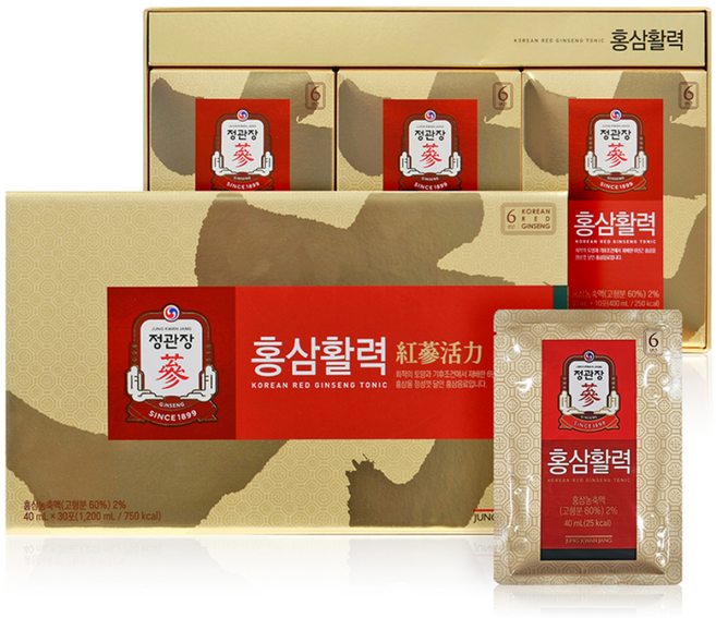 KGC Red Ginseng Hwalryeok + Syopingbaek , 30 Hoebun , 1 Pack (정관장 홍삼활력 + 쇼핑백, 30회분, 1개)