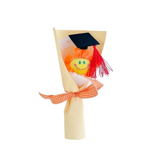 Haksamo Seumakkot Song Bag Jeinhyeong Kkotdabal , Juhwang , 1 Pack (학사모 스마일꽃 한송이 봉제인형 꽃다발, 주황, 1개)