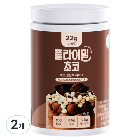Peulramil Choko Godanbaek Protein Swekeu , 630 g, 2 Pack (플라이밀 초코 고단백 단백질 쉐이크, 630g, 2개)