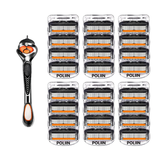 POLIIN Hohwan Sinhyeong Peugeulradeu Gillette Noodles Nal Black Juhwang + Seuwing Noodles Gi , 24 Pack , 1 Set (호환 신형 프글라드 날 주황 스윙 기)