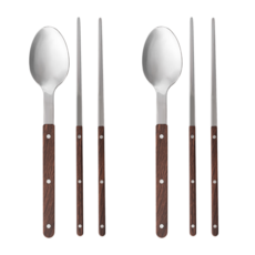 Kabinseu Heritiji Yeppeun Cutlery Set Spoon Chopsticks Sik Set 2 In , 1 Set , Cutlery 2 P+ Chopsticks 2 P, Deep Beuraun (카빈스 헤리티지 예쁜 수저세트 숟가락 젓가락 한식 세트 2인, 1세트, 수저 2P+젓가락 2P, 딥브라운)