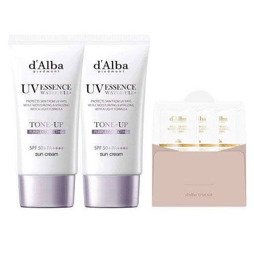 Dalba Woteopul Toneop Sunscreen Peopeul SPF 50+ PA++++ 50 ml x 2 p + Serum Keulrenjeo 3 ml x 3 p Set , 2 Pack (달바 워터풀 톤업 퍼플 클렌저)