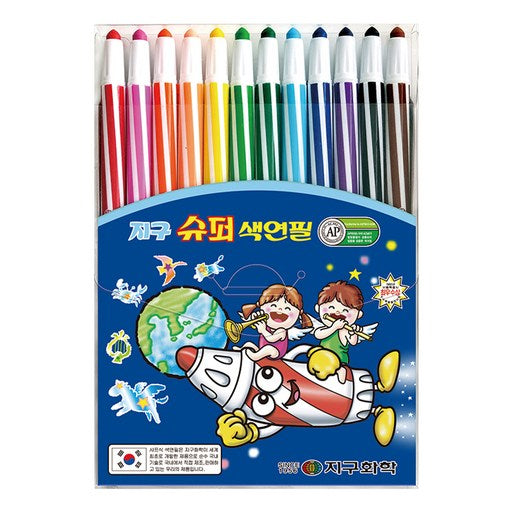 Jiguhwahak Super Syapeusik Saekyeonpil , 12 Saek , 1 Pack (지구화학 샤프식 색연필 색)