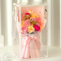 Areuttikol Johwa Rose Kasyeon LED Ginyeom Kkotdabal , Pink , 1 Pack (아르띠콜로 조화 장미 카네이션 LED 기념일 꽃다발, 핑크, 1개)