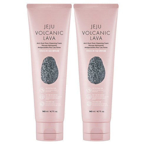 The Face Shop Jeju Hwasanto Antideoseuteu Pore Cleansing Foam , 140 ml, 2 Pack (더페이스샵 제주 화산토 안티더스트 모공 클렌징 폼, 140ml, 2개)