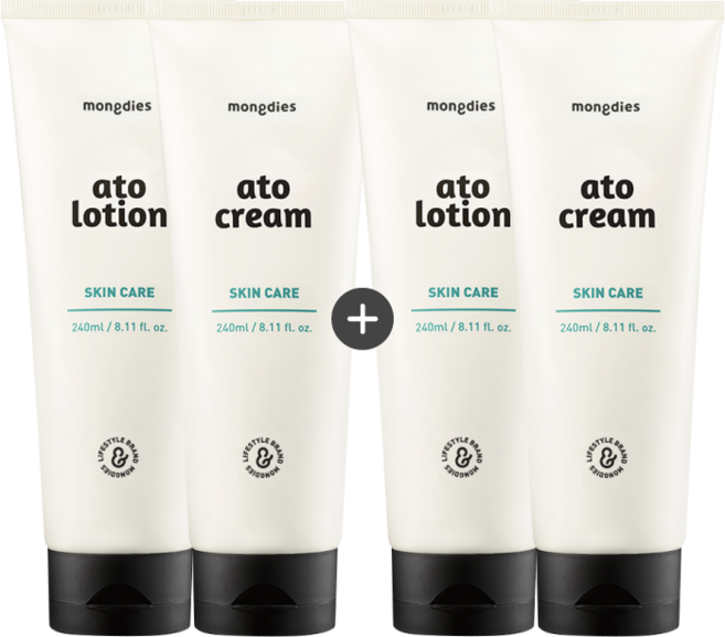 Mongdiseu Deep Moisture / Nutrition Dyuo set Ato Lotion 2 + Ato Cream 2, 1 Set (몽디에스 고보습/영양 듀오 set 아토로션2 + 아토크림2, 1세트)