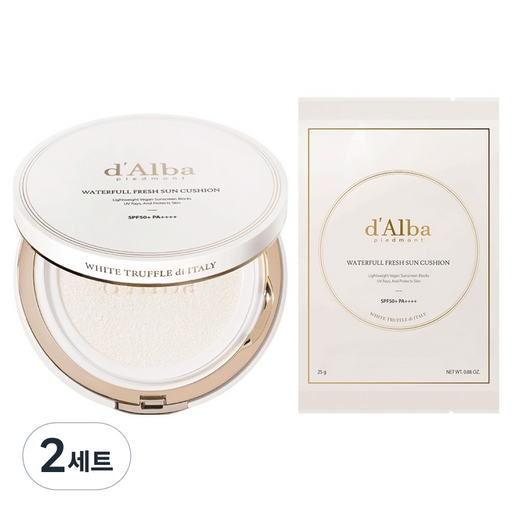 Dalba Woteopul Peureswi Seonkusyeon + Ripil Set SPF 50+ PA++++, 25 g, 2 Set (달바 워터풀 프레쉬 선쿠션 리필)