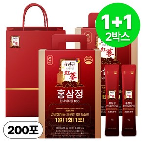 1+1 Red Ginseng Extract 6 Geun Haru Packets 100 Hoebun Large Size + Syopingbaek , 2 Pack , 1 L (1+1 홍삼정 6년근 하루한포 100회분 대용량+쇼핑백, 2개, 1L)