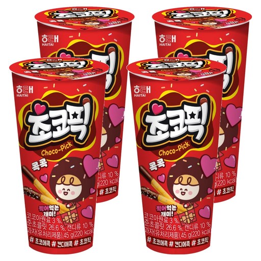 Haitai Je Chokopik , 45 g, 4 Pack (제 초코픽)