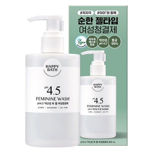Haepibaseu pH 4.5 Yaksanseong Ssuk Jel Yeoseongcheonggyeolje , 300 g, 1 Pack (해피바스 약산성 쑥 젤 여성청결제)